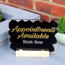Acrylic Sign 'Appointments Available' for retail shop beauty salon, spa, dentist