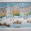 ACEO Original Water Colour Landscape  Painting ' Snow at Dawn 2.5 x 3.5 ins