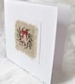 HAND EMBROIDERED CHRISTMAS CARD WINTER WREATH - Image 3