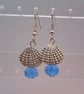 Silver Clam Shell and Blue Crystal Earrings, Gift for Her, Shell Charm Earrings - Image 7
