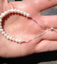 Natural White Freshwater Pearl Sterling Silver Chain Adjustable Slider Bracelet - Image 3