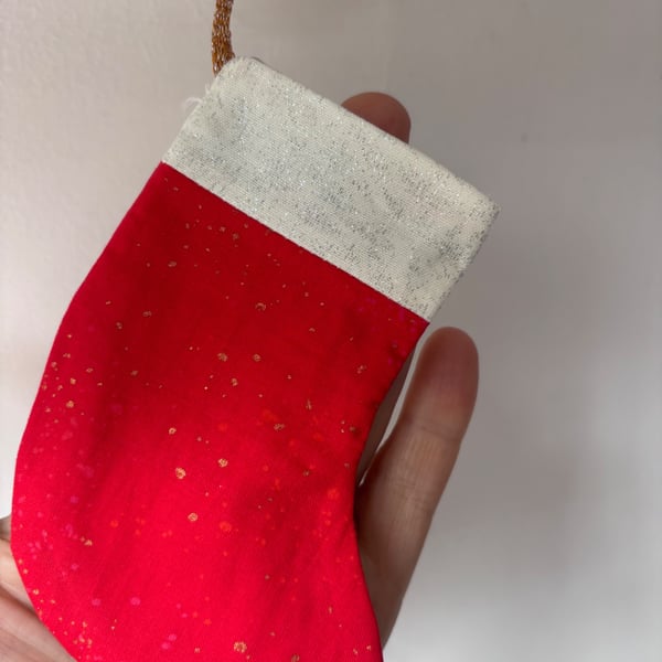 Summer seconds - red with gold spots - Mini Christmas stocking - super cute