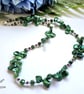 Keshi Pearl, Russian Diopside, Rare Rhodalite Garnet Sterling Silver Necklace  - Image 6