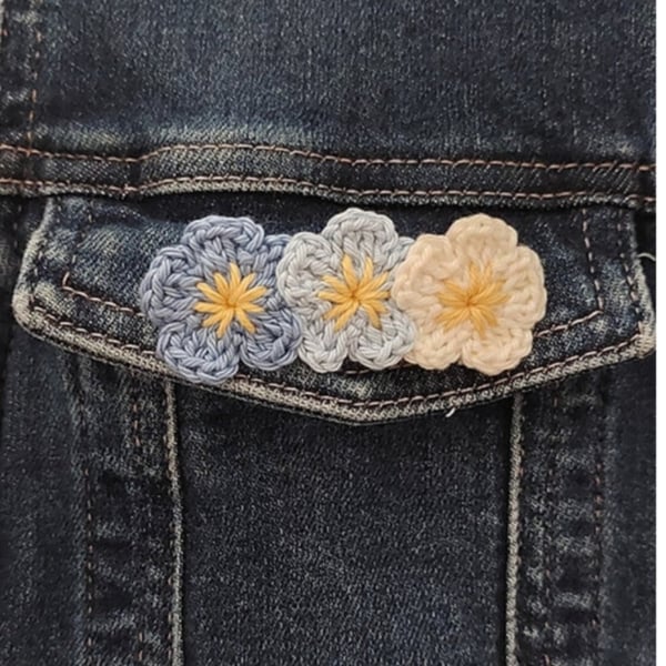 Forget-Me-Not Crochet Brooch - Handmade Blue Floral Pin - Letterbox Gifts