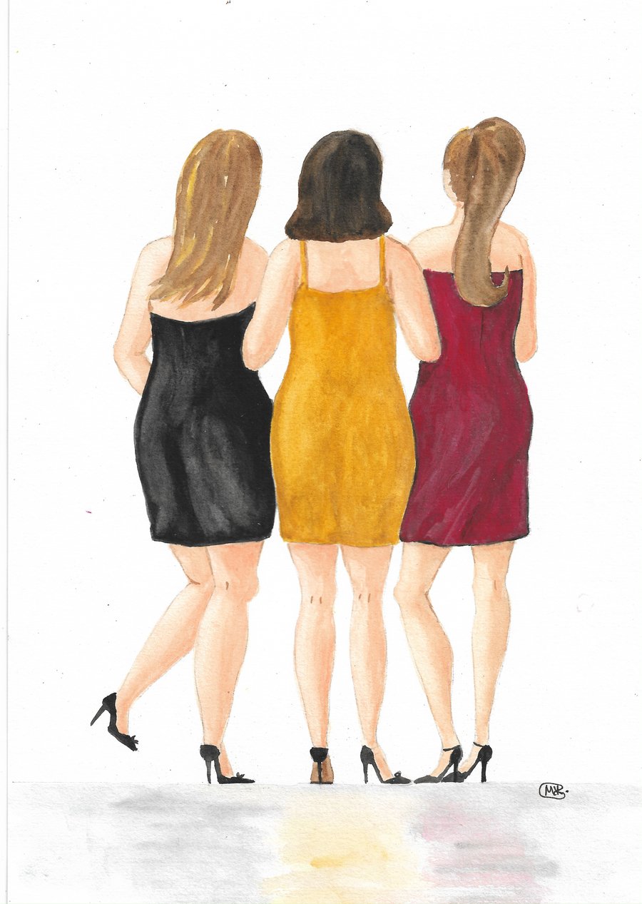 Best Friends forever. Sisters. Original Painting.