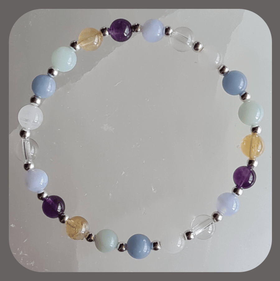 One day at a time Healing Crystal for Anxiety and sterling silver bracelet