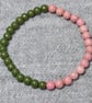 Green and Pink Stone Elastic Half and Half Bracelet - Image 1