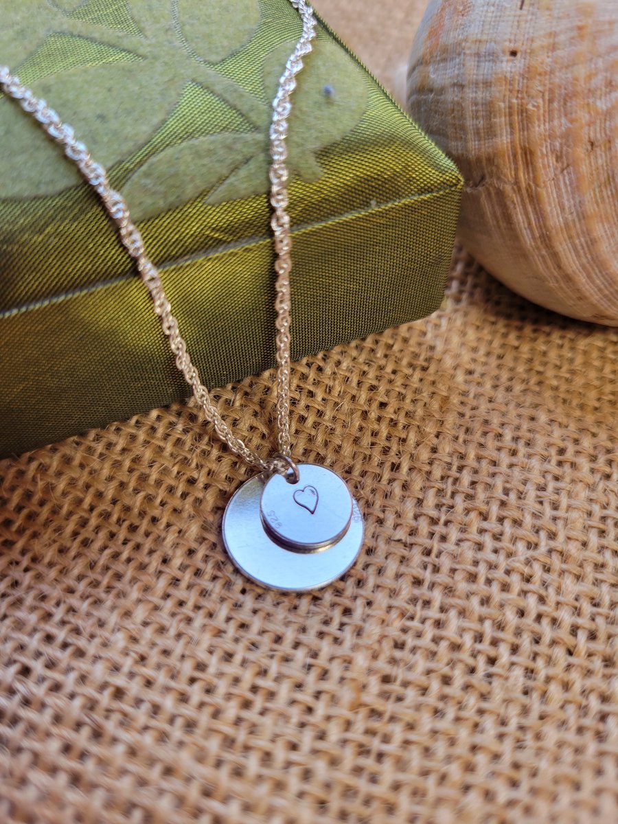 Sterling silver personalised handstamped Initial Pendant 