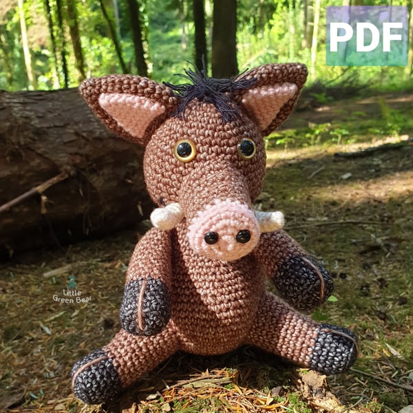 Boris the Boar Crochet Pattern, Boar Amigurumi Pattern