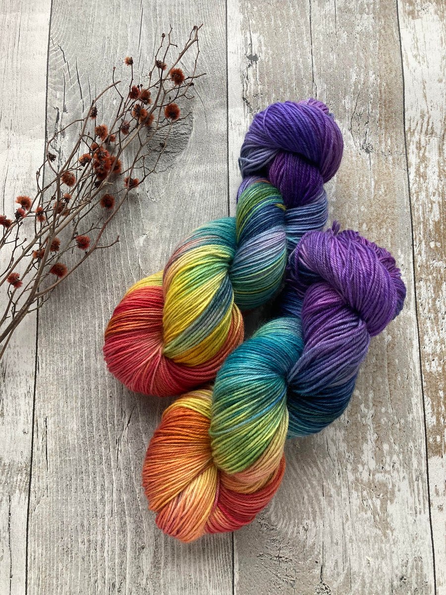 Hand dyed yarn 4 ply Polwarth Skydance 100g