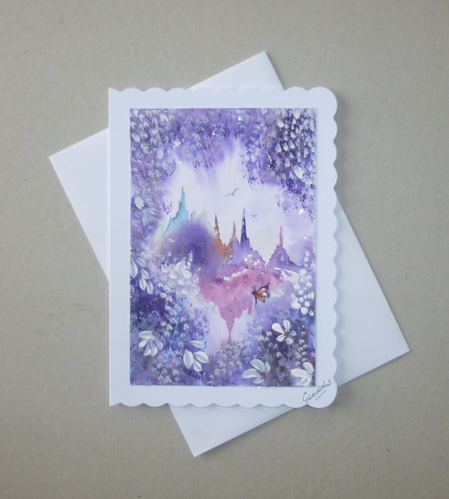 original art hand painted fantasy greetings card ( ref FA 423 J1 )