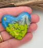 Standing Stones and Daffodil Flowers Fused Glass Heart