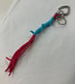 Blue Pink Suede Keyring Bag Charm with Heart Shaped Carabiner - FREE SHIPPING - Image 5