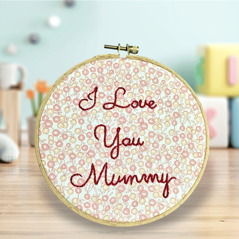 New mum mummy gift, baby girl, pink, I love you mummy hoop decor.