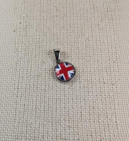 Union Jack Flag Pendant - Small Glass Finished Charm - UK Flag