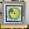 Paper cut Art. Bee and sunflower original paper cut art.