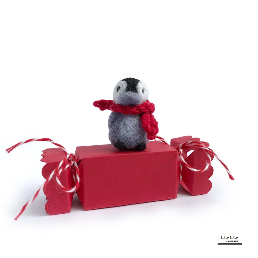 Milo, Miniature baby penguin in a Cracker gift box by Lily Lily Handmade