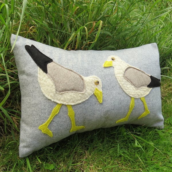 Sea bird cushion. SALE!  Wading gulls. Complete with cushion pad.