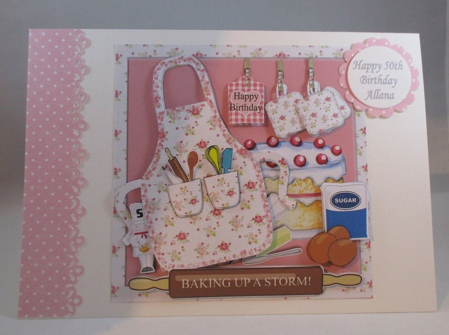 Decoupage,3d Baking Birthday Card,personalise