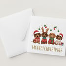 Festive Dachshund Christmas Card 