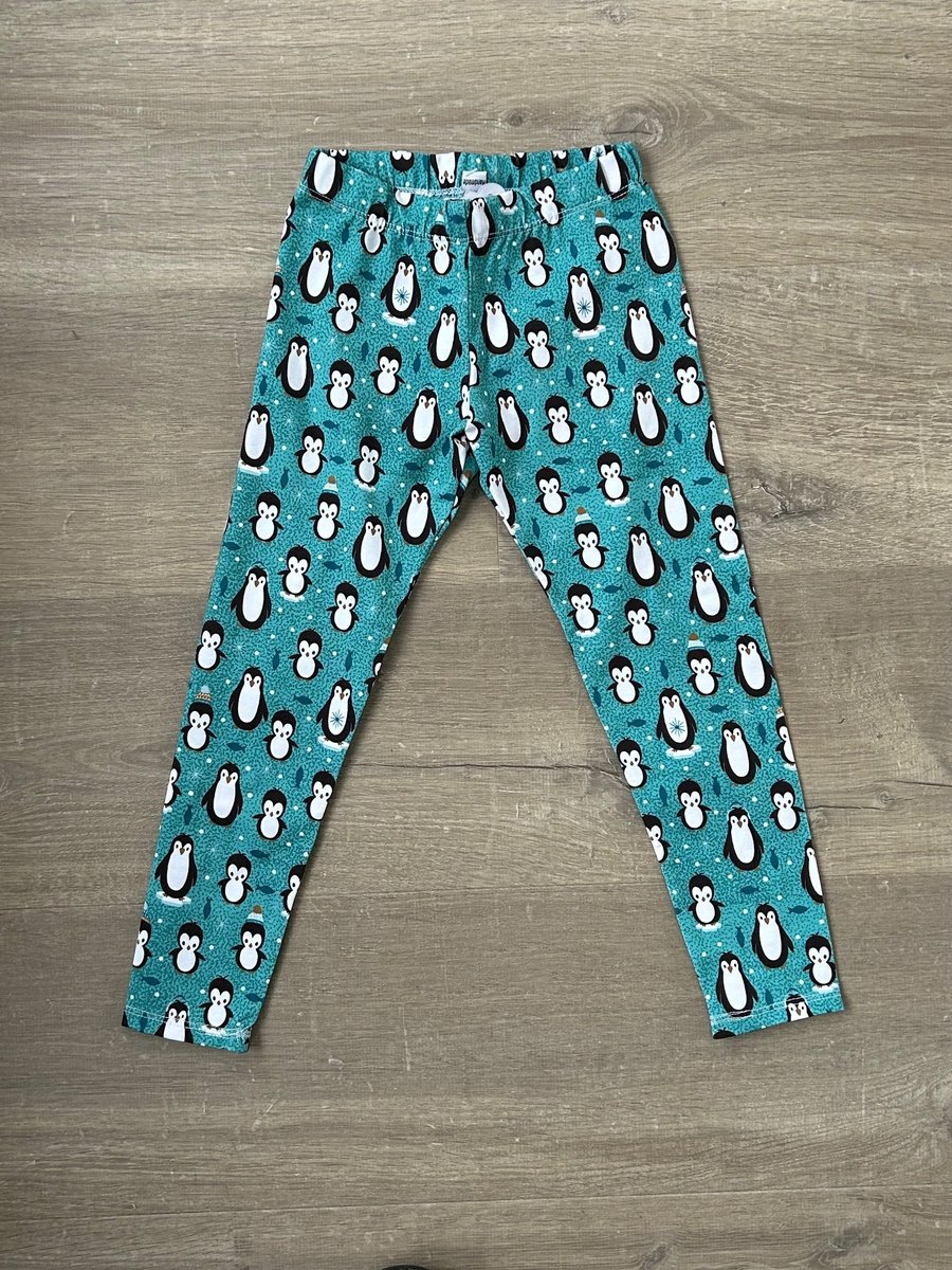 Turquoise  straight leg Penguin Leggings Leggings 4 years only left