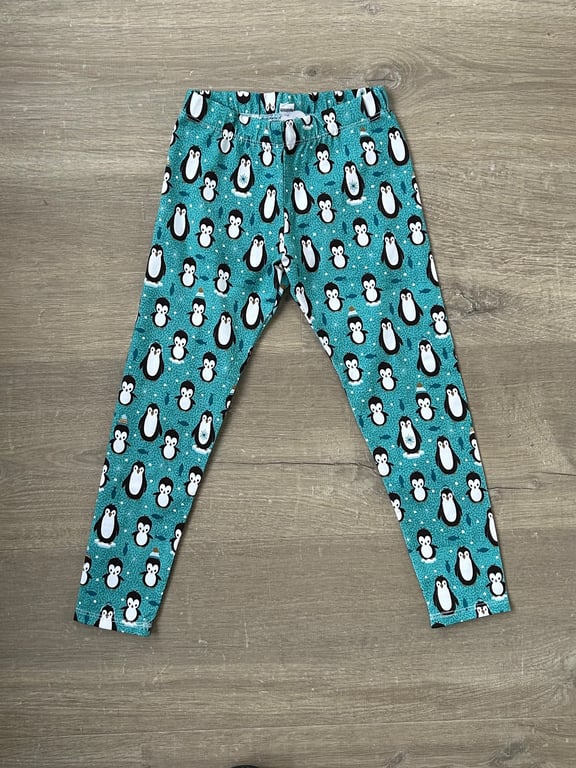 Turquoise  straight leg Penguin Leggings Leggings 4 years only left
