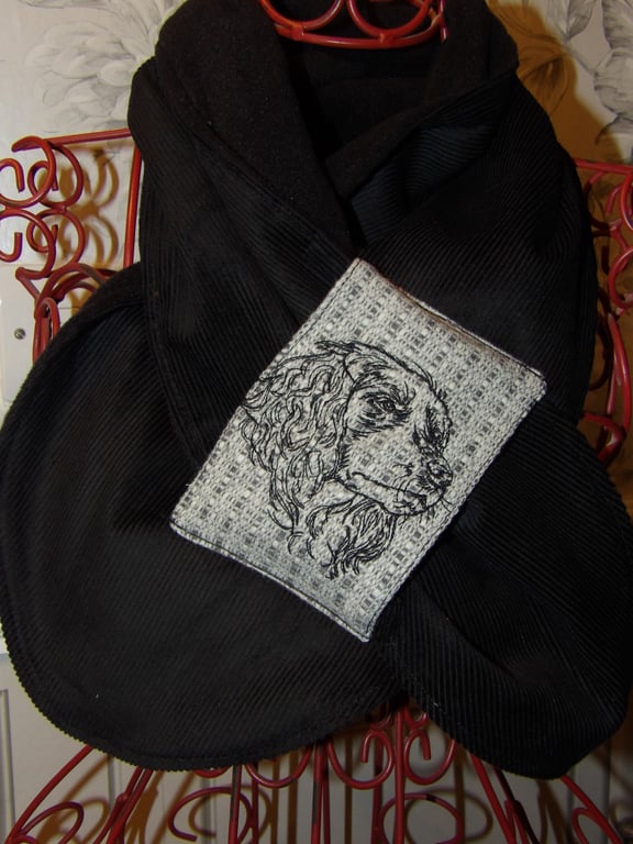 Springer spaniel embroidered fleece lined neckwarmer 