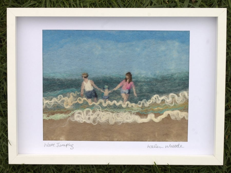 Wave Jumping - original felted art