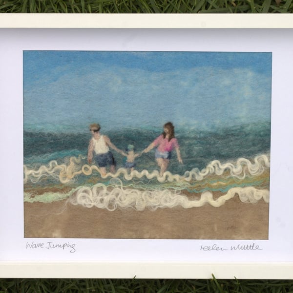 Wave Jumping - original felted art