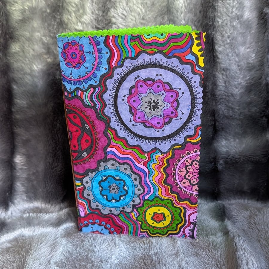 Slim bright journal or notebook with hand coloured cover 