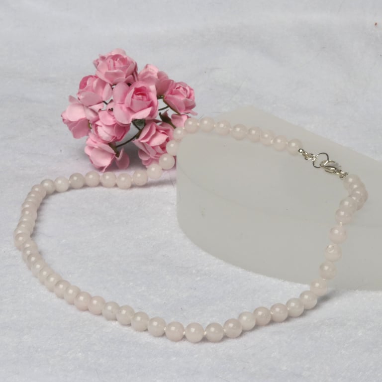 Rose Quartz Necklace with Sterling Silver