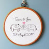 Elephant Anniversary Gift - Personalised Hand Embroidered Hoop