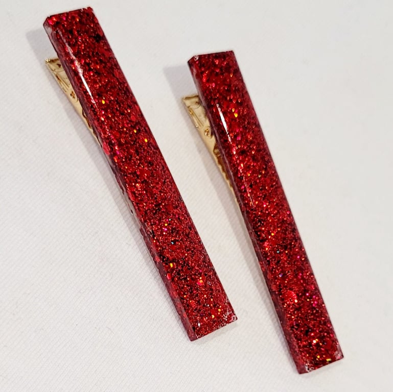 Red Sparkle Hair Clips