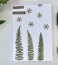 Handmade Real Pressed Ferns and Snow Christmas Card - Image 1