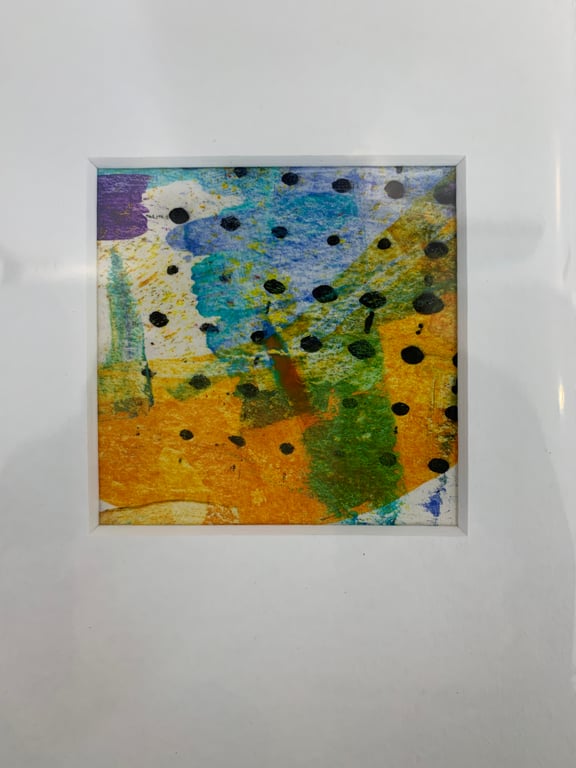 Unique Abstract Art work in a professionally cut aperture ready for framing.