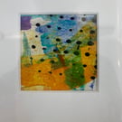 Unique Abstract Art work in a professionally cut aperture ready for framing.