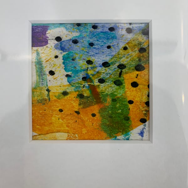 Unique Abstract Art work in a professionally cut aperture ready for framing.