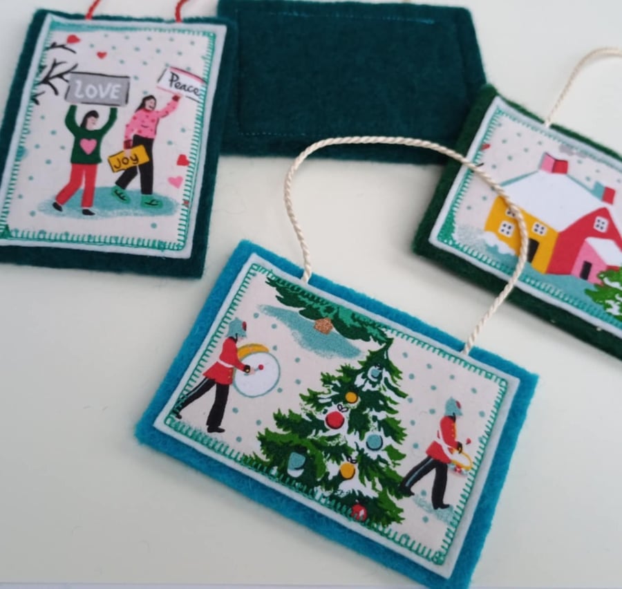 Christmas Decoration - Nostalgic hanging felt and fabric ornament