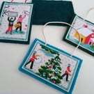 Christmas Decoration - Nostalgic hanging felt and fabric ornament