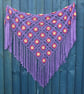 Crochet triangular shawl in sparkly gold, cerise & purple - design LF433 - Image 2