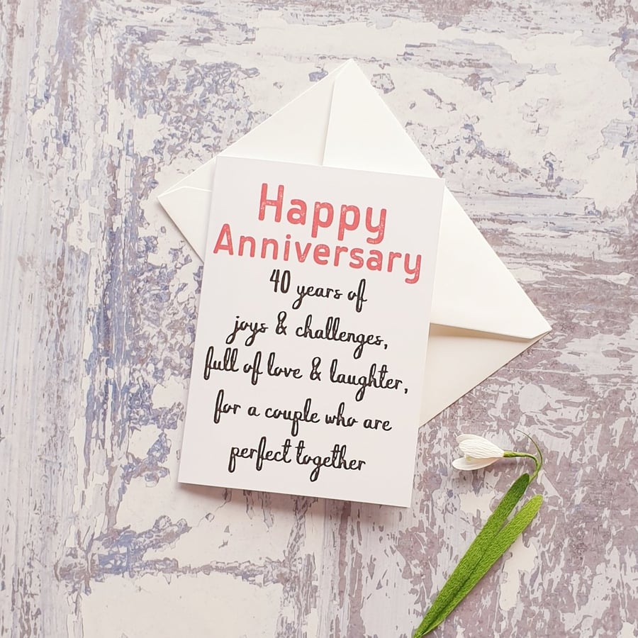 Ruby Wedding Anniversary Card