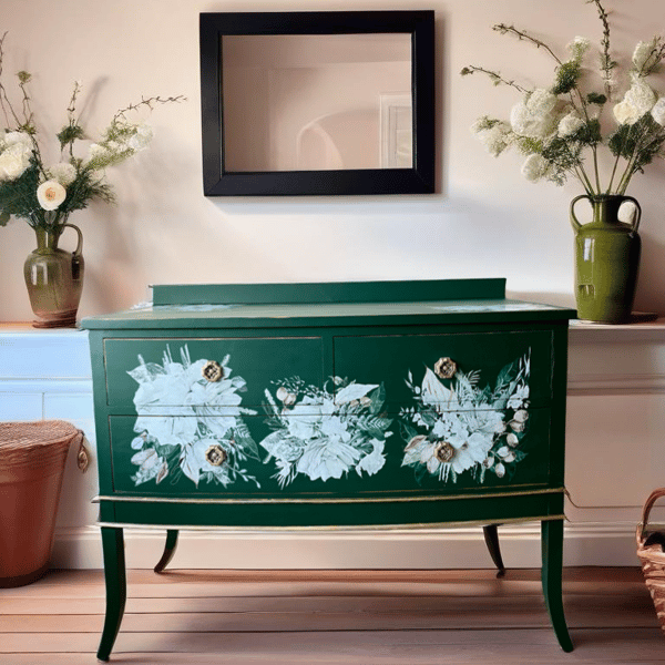 Vintage Solid  Chest of Drawers in Unique Design, bespoke painted