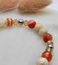 Agate and czech crystal silver leaf charm stretch bracelet - Image 4