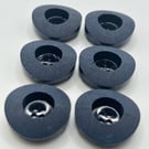 6 Coconut Shell Buttons, Navy, Dish, 23mm Wide, Chunky Rim, Italian Design