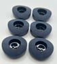 6 Coconut Shell Buttons, Navy, Dish, 23mm Wide, Chunky Rim, Italian Design