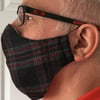  Face Mask Fine Grey Tartan, Face Covering, Reusable face mask, FREE P&P