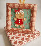 Dancing Gingerbread Girl in Frame Christmas Card with hanging loop