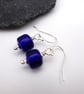 cobalt blue lampwork glass earrings - Image 3