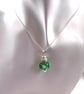 Green Rose Glass Bead Pendant, Sterling Silver & Amazonite - Chain is Optional - Image 8