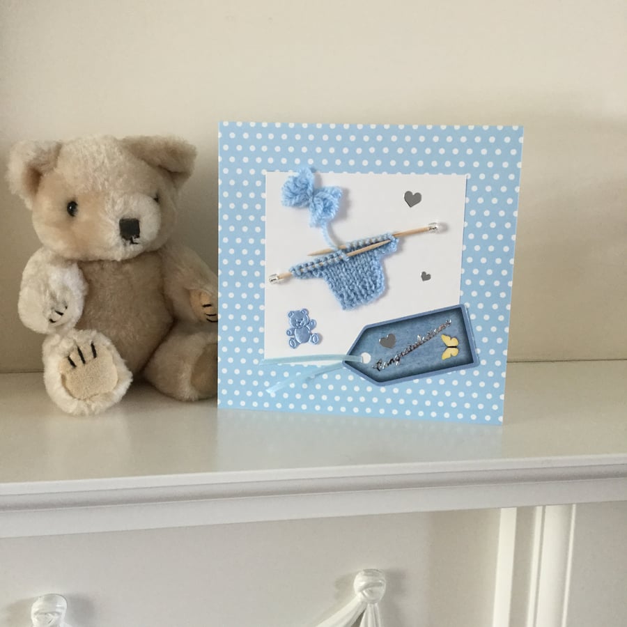 Handmade Card for a New Baby Boy  Baptism Christening Baby Shower
